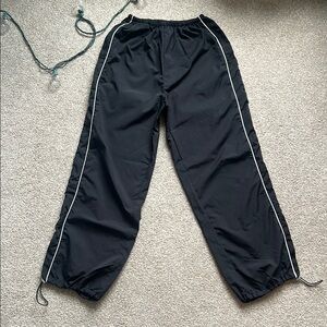 Black Track Pants With White Stripe